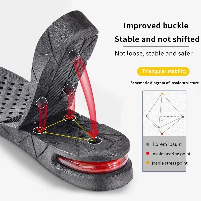 Color: GRAY, Ships From: CHINA - Height Increase Insole Invisible Heightening Template Air Cushion Shoe Inserts Variable Height Insoles Adjustable Cut Foot Pad