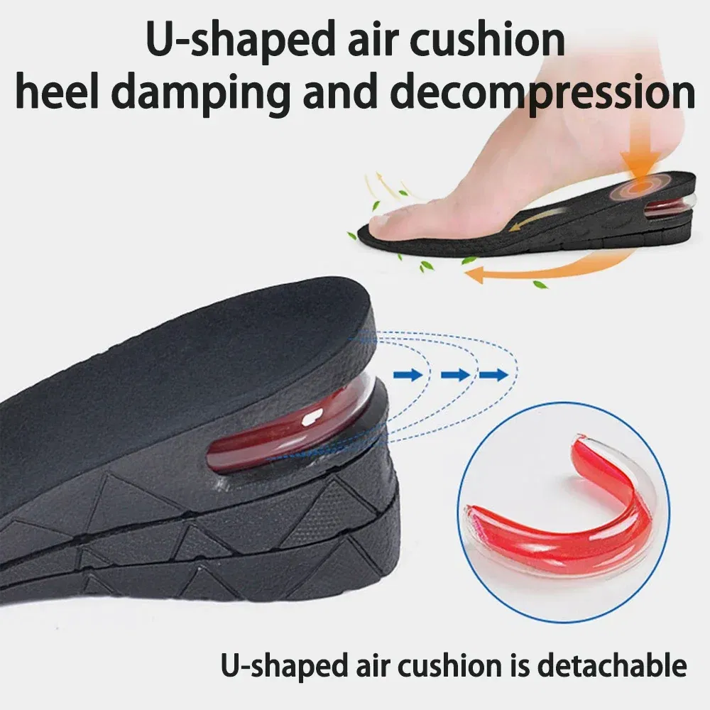 Color: GRAY, Ships From: CHINA - Height Increase Insole Invisible Heightening Template Air Cushion Shoe Inserts Variable Height Insoles Adjustable Cut Foot Pad