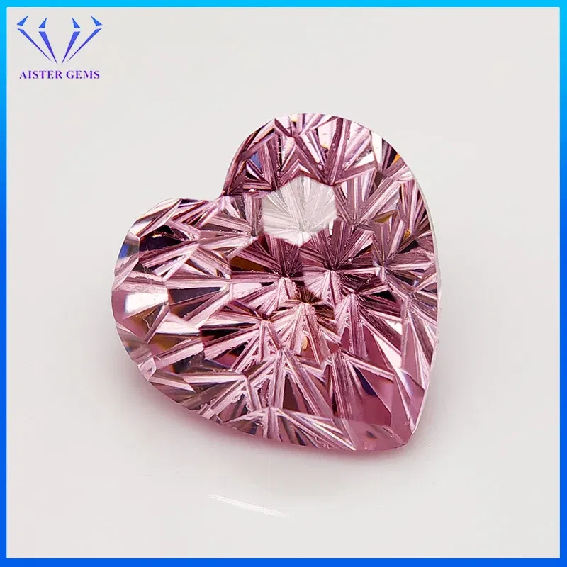 New Pink 6x6mm Heart Pyrotechnic Cut Cubic Zirconia Gemstones for Jewelry Making
