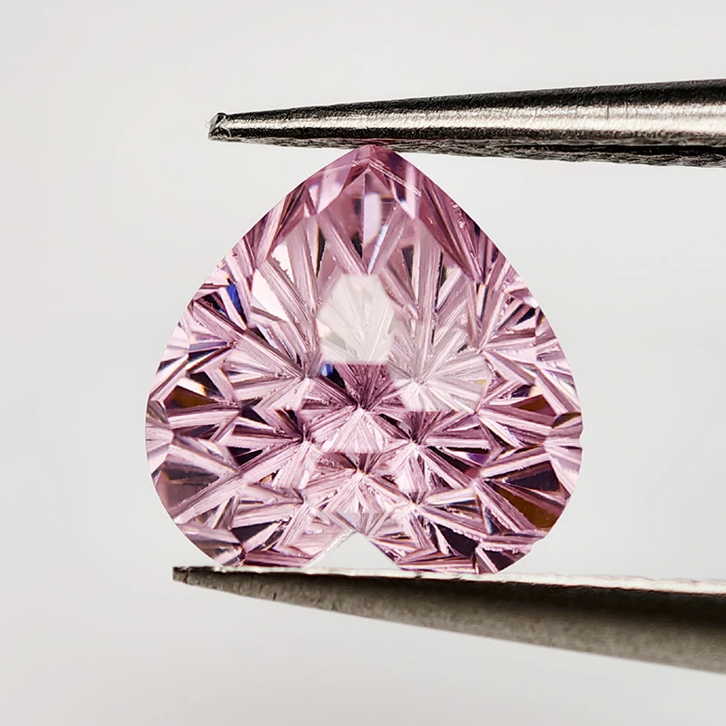 New Pink 6x6mm Heart Pyrotechnic Cut Cubic Zirconia Gemstones for Jewelry Making