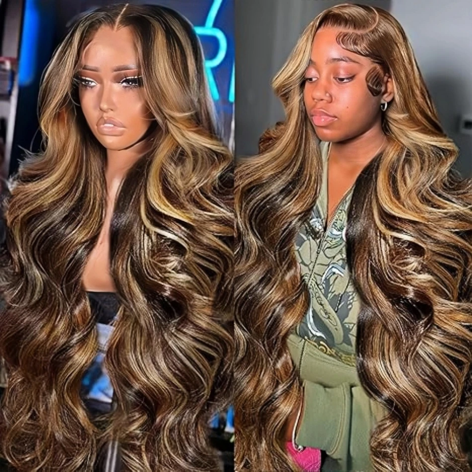 Stretched Length: 34inches, Hair Color: #12, Density: 200%, Ships From: CHINA - 30 32 Inch Highlight Human Hair Body Wave 13x4 Hd Lace Front Wig Brazilian Highlight Colored 13x4 Hd Lace Frontal Wigs For Women