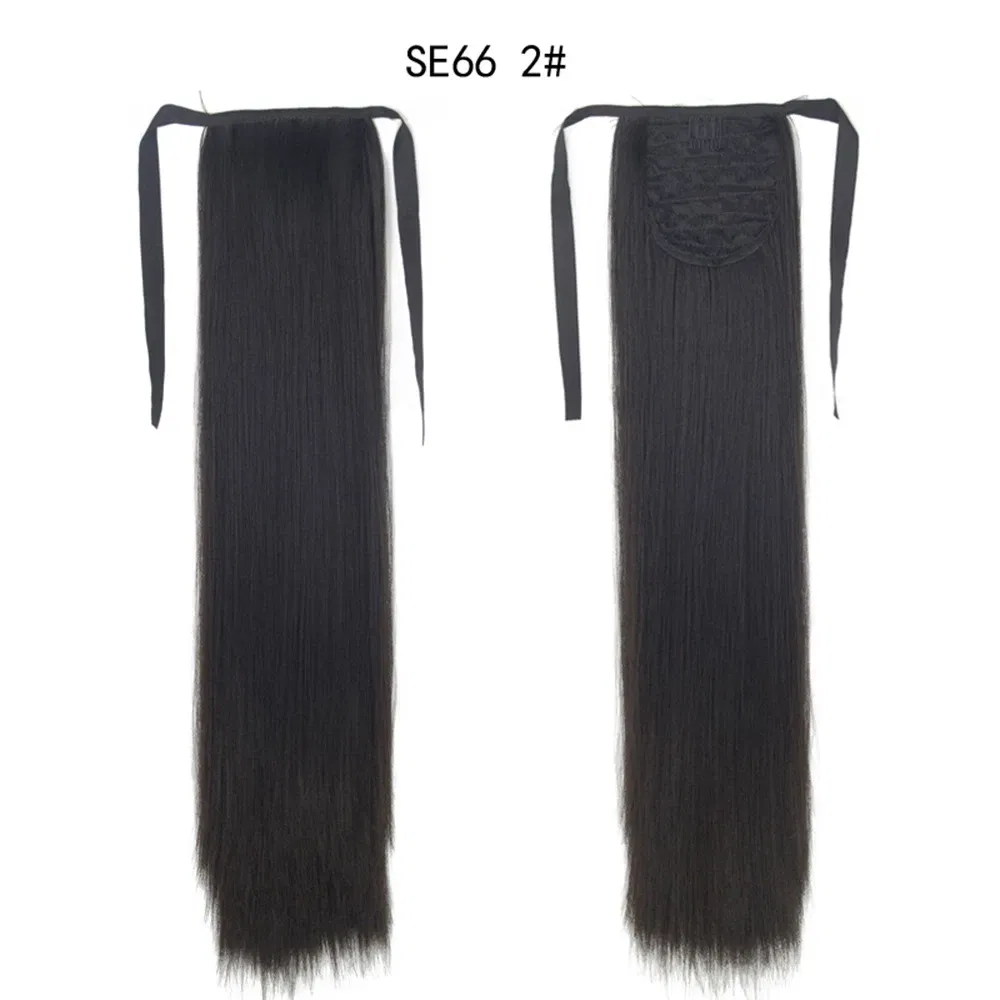 Color: P1B/613 - LINWAN Synthetic Long Straight Wrap Around Clip In Ponytail Hair Extension Heat Reistan Pony Tail Fake Hair