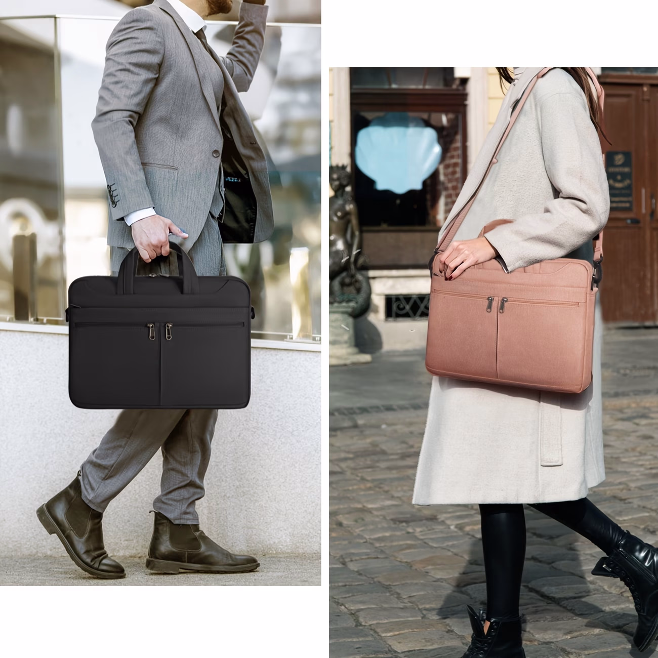 NUBILY 39.62 cm Laptop Briefcase – Lightweight Computer Bag with Detachable Shoulder Strap