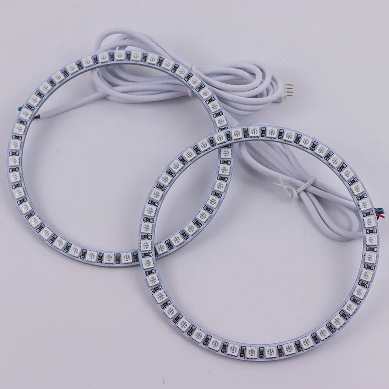 Color: WHITE - Excellent 2pc  Rings Angel Eye car Headlight RGB 60/70/80/90/100/110/120 mm Lampshades Bright auto drl Angel Eyes Motorcycle