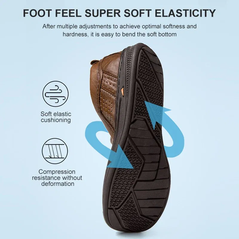 GOLDEN CAMEL Men's Shoes Loafers Genuine Leather Casual Shoes Cowhide Soft Sole Hollow Breathable Shoes for Men 2023 Summer New