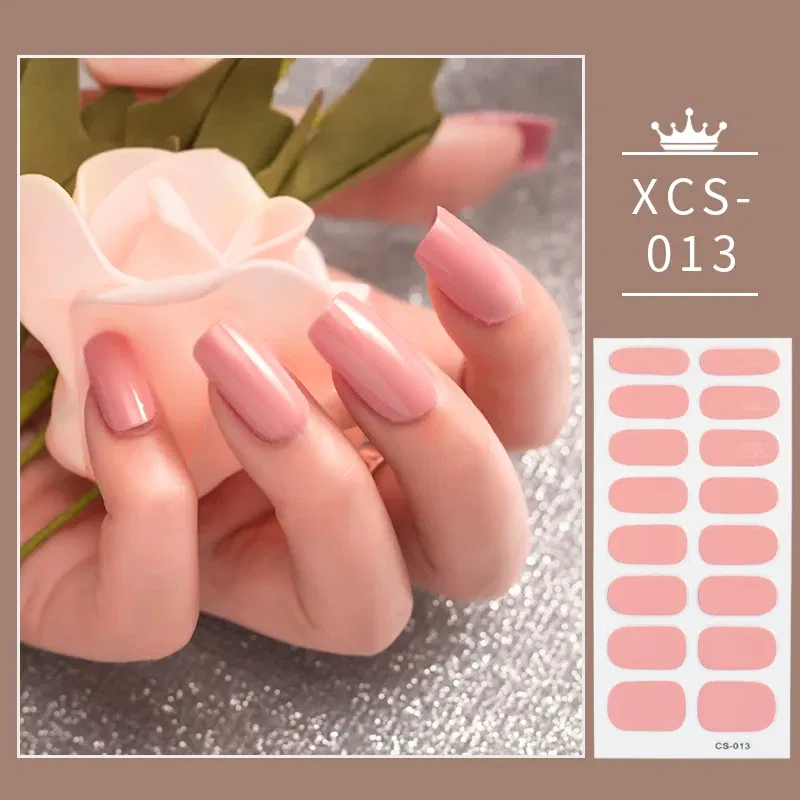 Color: Unicolor - Rose Red Shiny Twinkle Full Cover Nail Stickers Sticker For Nails Self Adhesive Nail Sticker Fashion Nail Stickers Beauty