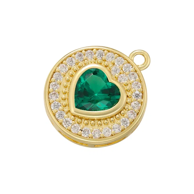 Metal color: SILVER PLATED - ZHUKOU Round jewelry pendants Pink Heart Cubic Zirconia charms for jewelry making Brass accessories Supplies for jewelry VD1357