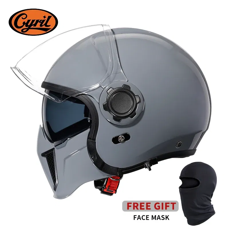 Color: Beige, Size: XXL - Modular Motorcycle Helmet Full Face Open Face Retro Helmets DOT ECE APPROVED CYRIL OP12A Capacete De Moto Masculino