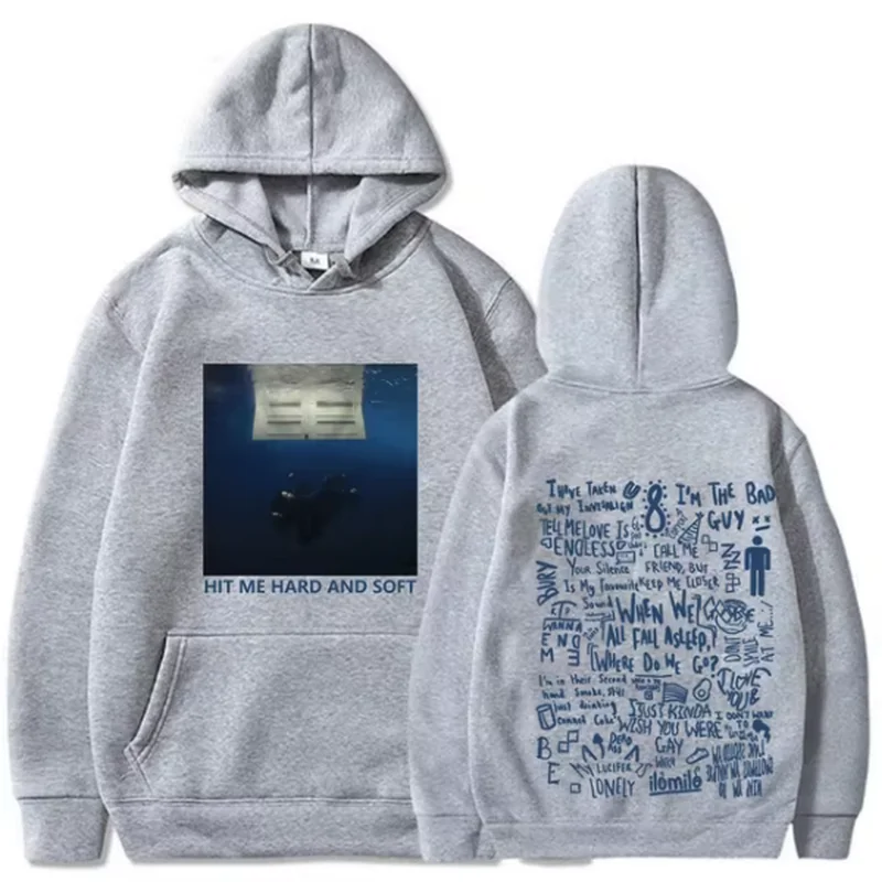 Color: Blue, Size: S - 2024 Hit Me Hard and Soft Tour Hoodie Billie Hoodie Men's Hoodie Sudaderas Men's Casual Sports
