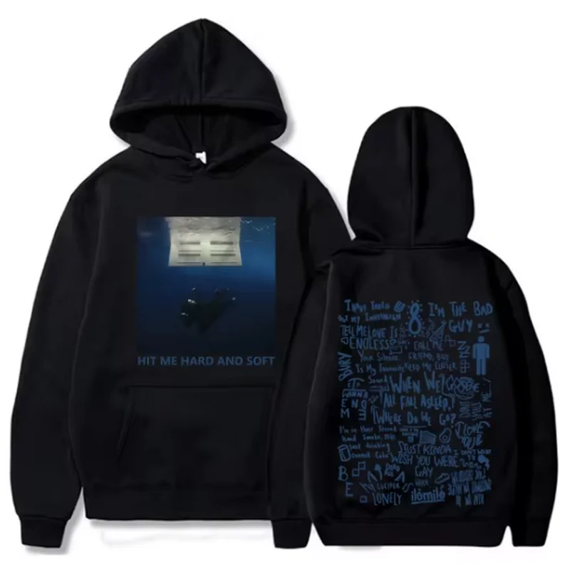Color: Blue, Size: S - 2024 Hit Me Hard and Soft Tour Hoodie Billie Hoodie Men's Hoodie Sudaderas Men's Casual Sports