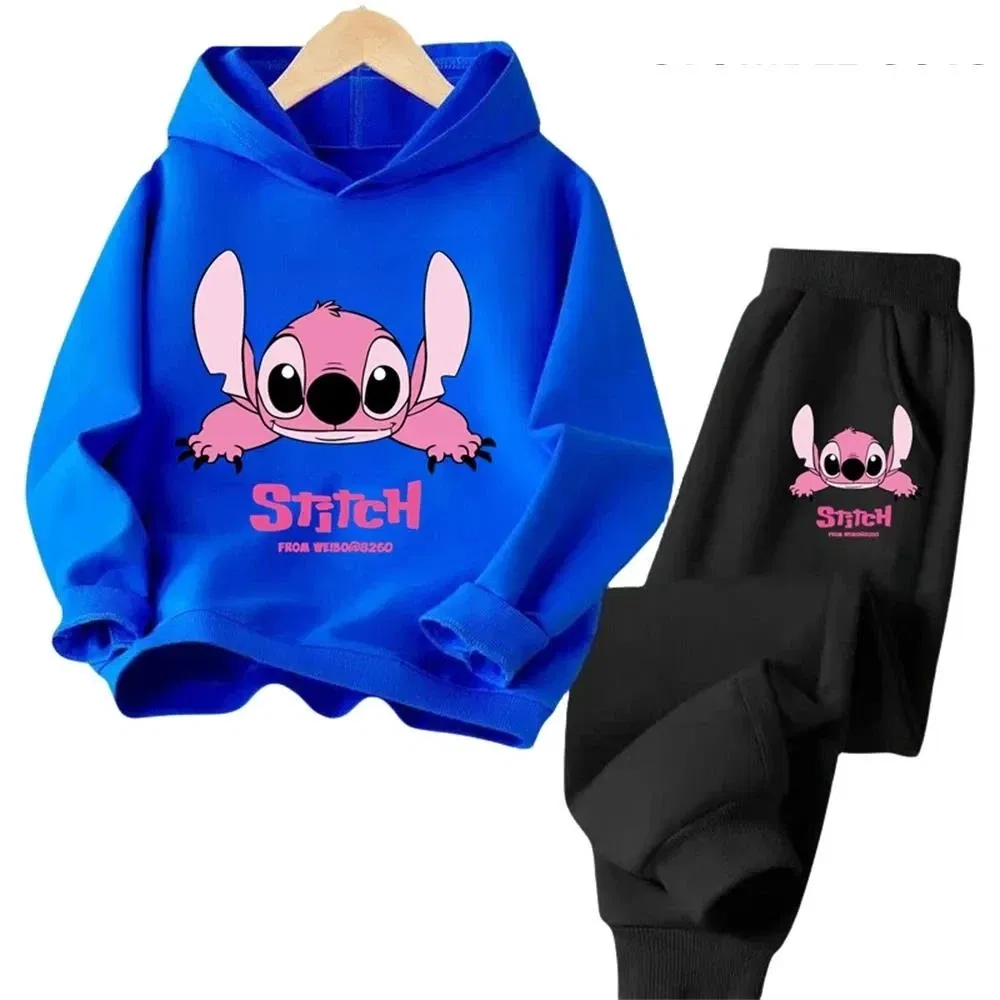Color: GRAY, Kid Size: 5 - Children Hoodies Stitch Kawaii Fashion Pullover Sweatshirt Anime Trucksuit Manga Cartoons Girls Boy Kids Autumn Casual Clothes