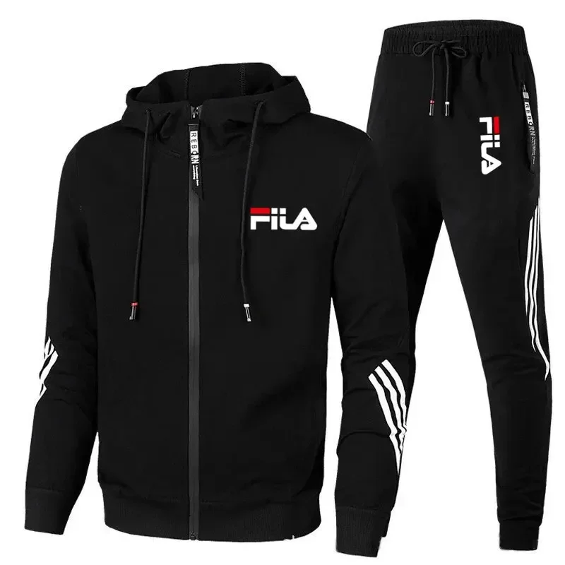 Color: Gold, Size: S, Ships From: CHINA - Men's spring and Fall outdoor zipper jacket + sweatpants jogging set Casual basketball fitness two-piece set