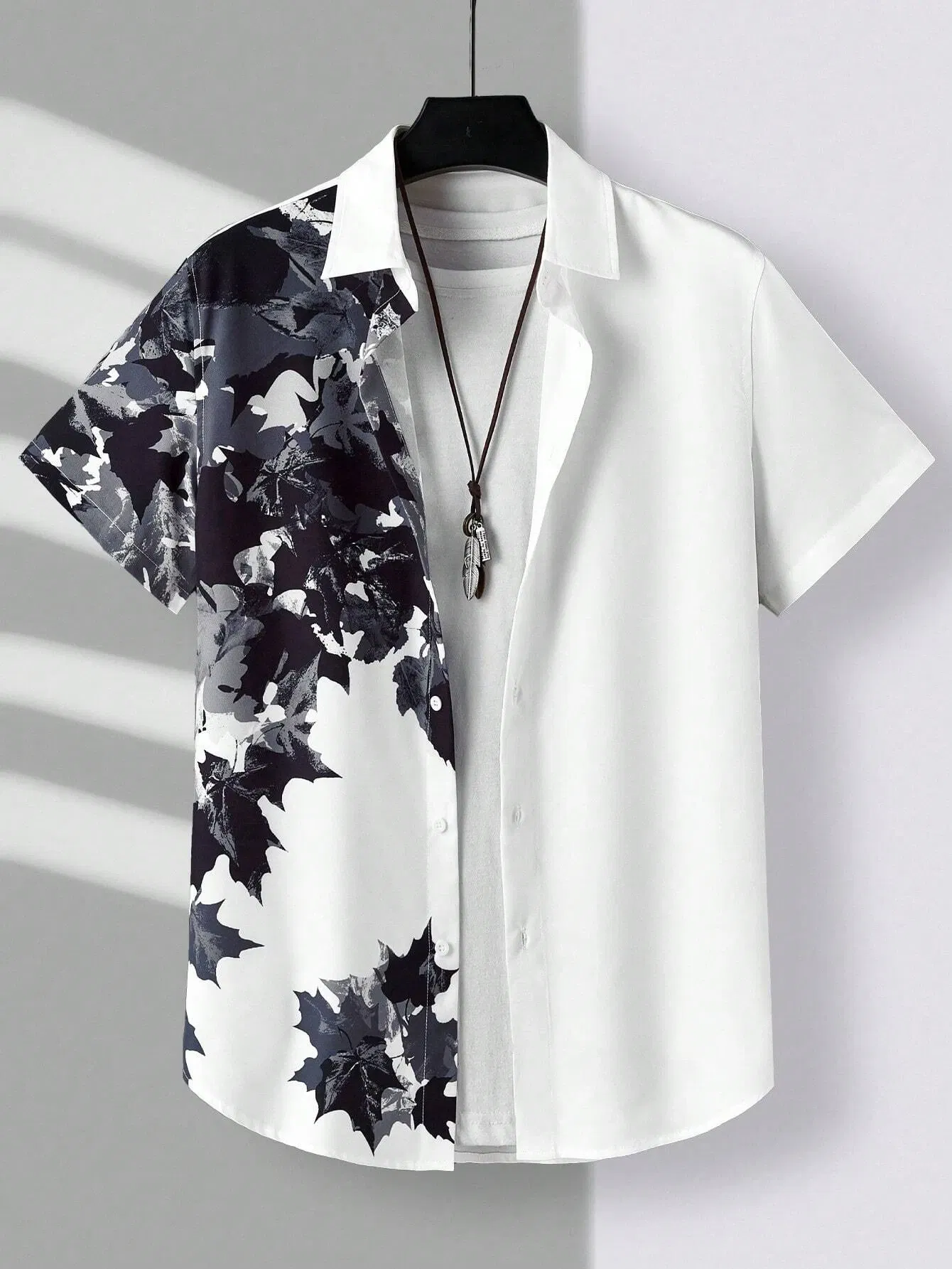 Color: Blue, Size: XXL - Men's Hawaiian Loose Palm Tree Floral Print Pattern Casual Short Sleeve Shirt Men's Button Up Top