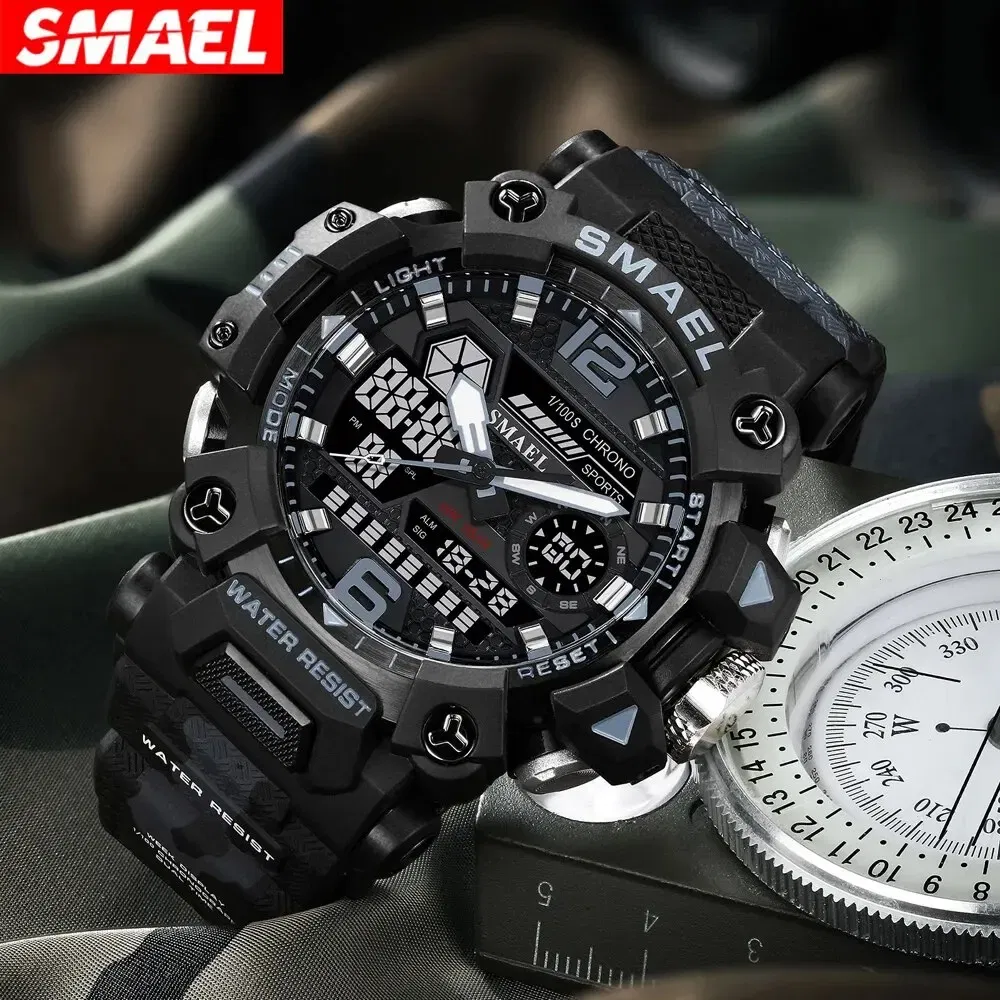 Color: Blue - SMAEL New Style 8072MC Digtal Quartz Watch Waterproof Double Display Dial For Men Watch