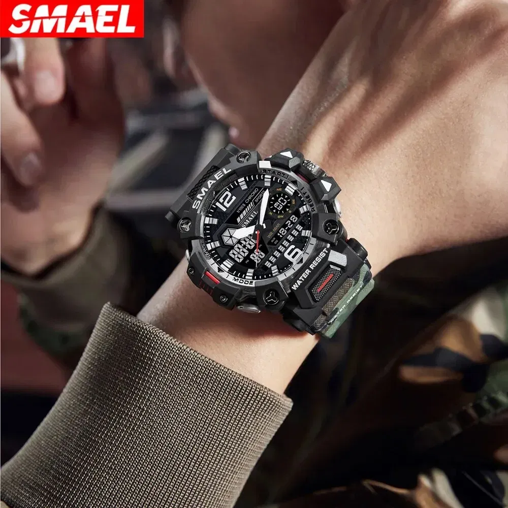 Color: Blue - SMAEL New Style 8072MC Digtal Quartz Watch Waterproof Double Display Dial For Men Watch