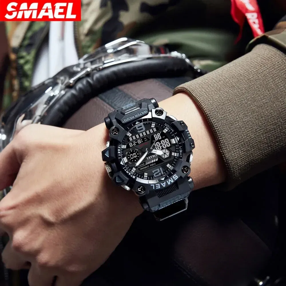 Color: Blue - SMAEL New Style 8072MC Digtal Quartz Watch Waterproof Double Display Dial For Men Watch