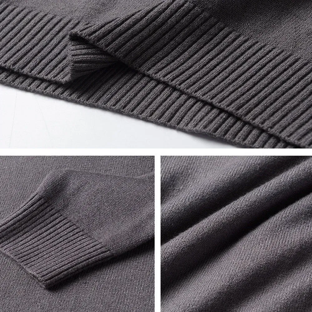 Color: Brown, Size: XL - Korean Fashion Autumn Winter Sweaters Men Pullovers Fleece Turtleneck Knitted Sweatshirt Warm Bottoming Shirts