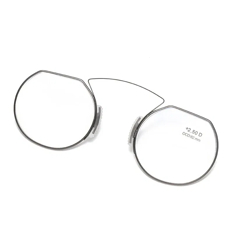 Frame Color: WHITE, Eye Prescription: +150 - Women Clip Nose Reading Glasses Anti Blue Light Presbyopic Glasses Men Portable Men's Eyeglasses Anti-Lost Legless Bezel + Case