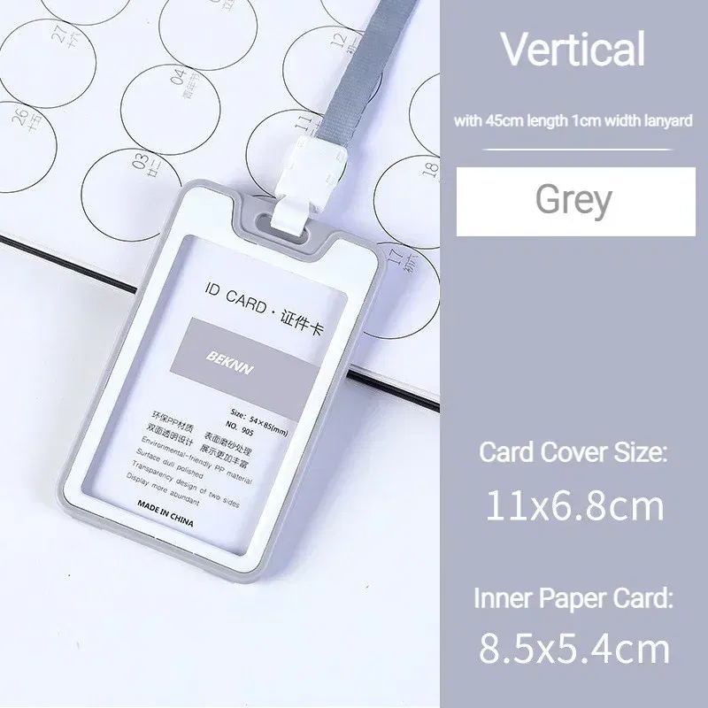 Color: GRAY - Unisex Colorful Employee Id Case with Lanyard Double Side Id Credit Card Holder Access Bus Card Case Badge Holder Card Sleeve