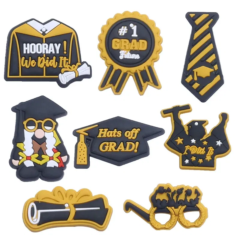 Color: Green, Ships From: CHINA - Original 1pcs Graduation season Anime Shoe Buckle Charms Funny Cartoon Character for Clogs Accessories Kids Xmas Birthday Gifts