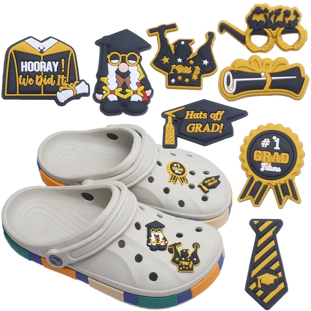 Color: Green, Ships From: CHINA - Original 1pcs Graduation season Anime Shoe Buckle Charms Funny Cartoon Character for Clogs Accessories Kids Xmas Birthday Gifts