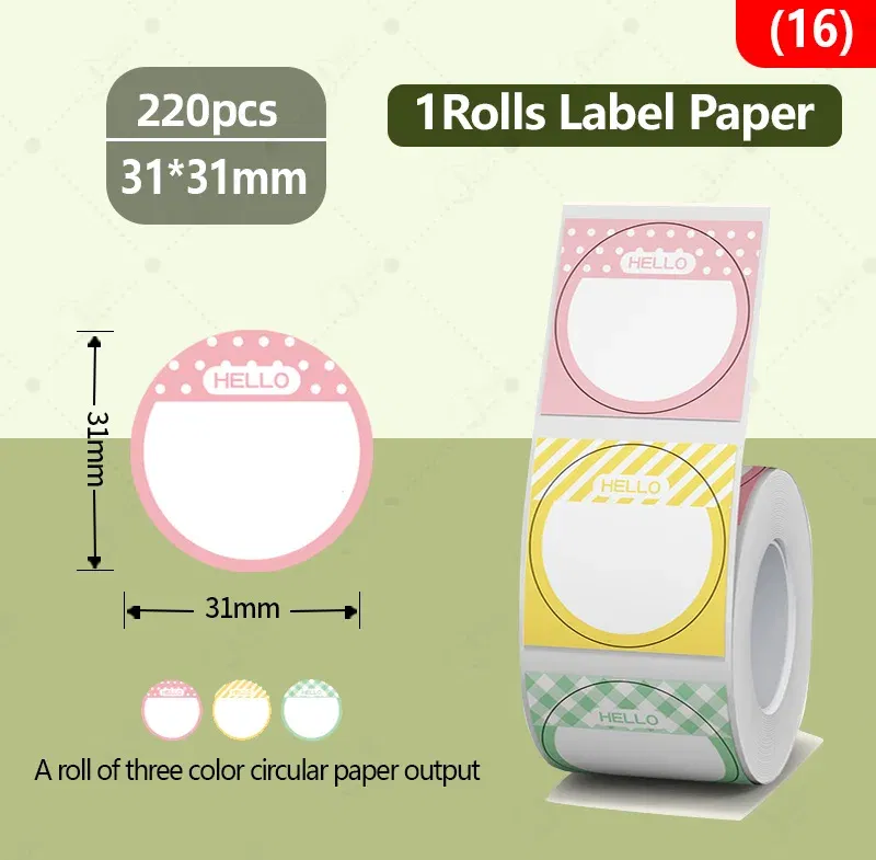 Color: Light Red - NIIMBOT B21/B203/B3S label machine printing paper color label waterproof, oil resistant, tear resistant label
