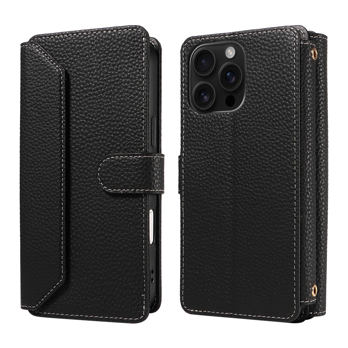 Color: black, Bundle: Case & Strap, Material: Artificial Leather, Compatibility by Model: Galaxy S23 - Crossbody Leather Phone Case for Samsung Galaxy S25Edge S25Ultra S24FE S24Ultra S23Ultra Multi-Card Slot Anti-Drop Wallet Case