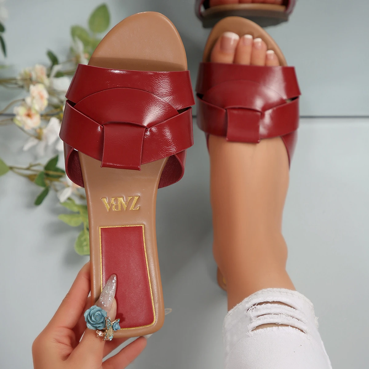 Color: MULTI, Shoe Size: 42 - New Fashion Slippers Women Sexy Flat Sandals Casual Ladies Sand Beach Slippers Elegant Fish Mouth Slippers Women