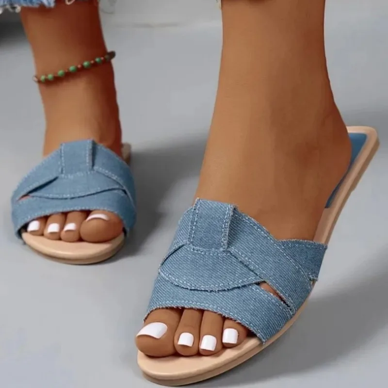 Color: MULTI, Shoe Size: 42 - New Fashion Slippers Women Sexy Flat Sandals Casual Ladies Sand Beach Slippers Elegant Fish Mouth Slippers Women
