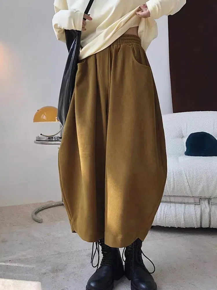 Color: green, Size: 4XL - 2023 Autumn Casual Harem Pants Women Cotton High Waisted Trousers Retro Loose Bloomers Women's Oversize Pants Baggy Sweatpants