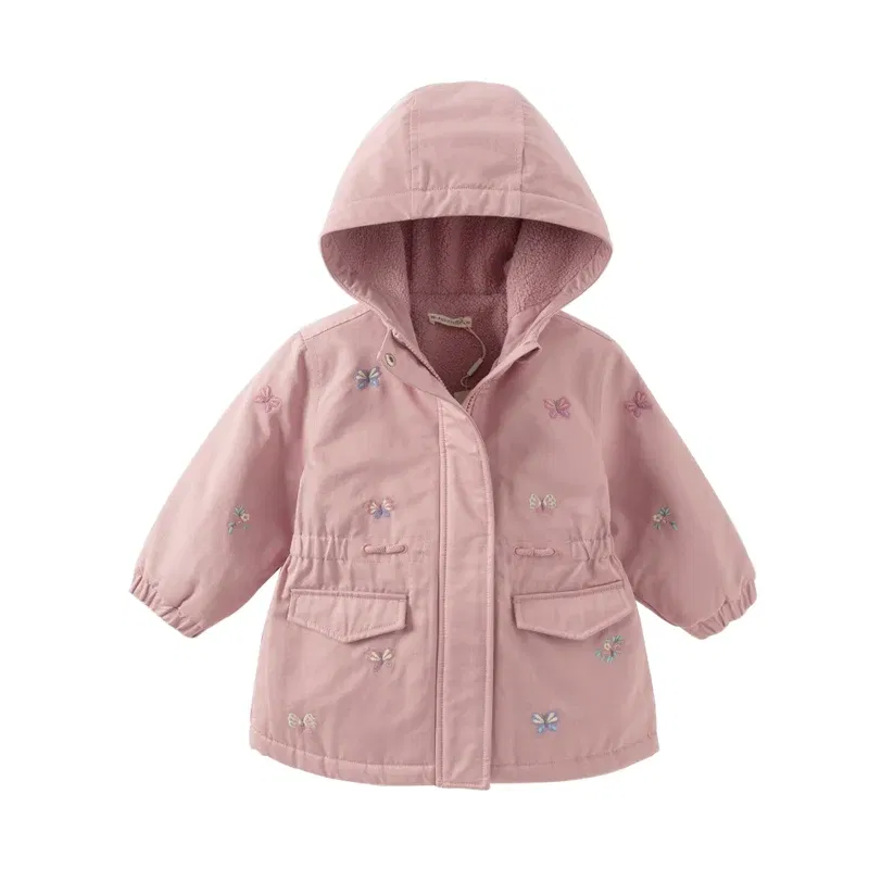 Color: PURPLE, Kid Size: 13 - Dave Bella Children Girls Baby Tops Outerwear 2024 Autumn Winter Thicken Hooded Zipper Gentle Baby Overcoat Outdoor DB4243880