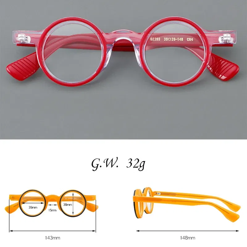Frame Color: PURPLE, Eye Prescription: +500 - VCKA Round Acetate Photochromic Reading Glasses Frame Men Prescription Anti-blue Eyeglasses Women Custom Eyewear +0.50 to+6.0
