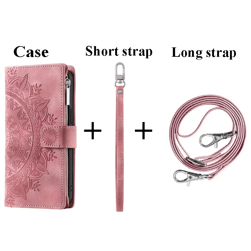 Color: Black Green, Material: PC - CrossBody Strap Zipper Wallet Coque for Samsung Galaxy A71 A51 A50 A41 A21S A30 A70 A50S A20 A31 A30S A10 A20E A 51 70 Flip Case