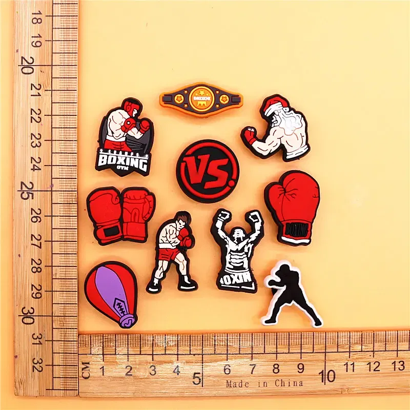 Color: black, Ships From: CHINA - 1Pcs Boxing Champion Style Sandals Shoe Charms Accessories PVC MMA VS One Clogs Pins Badges Shoe Clips Buckle Fit Kids