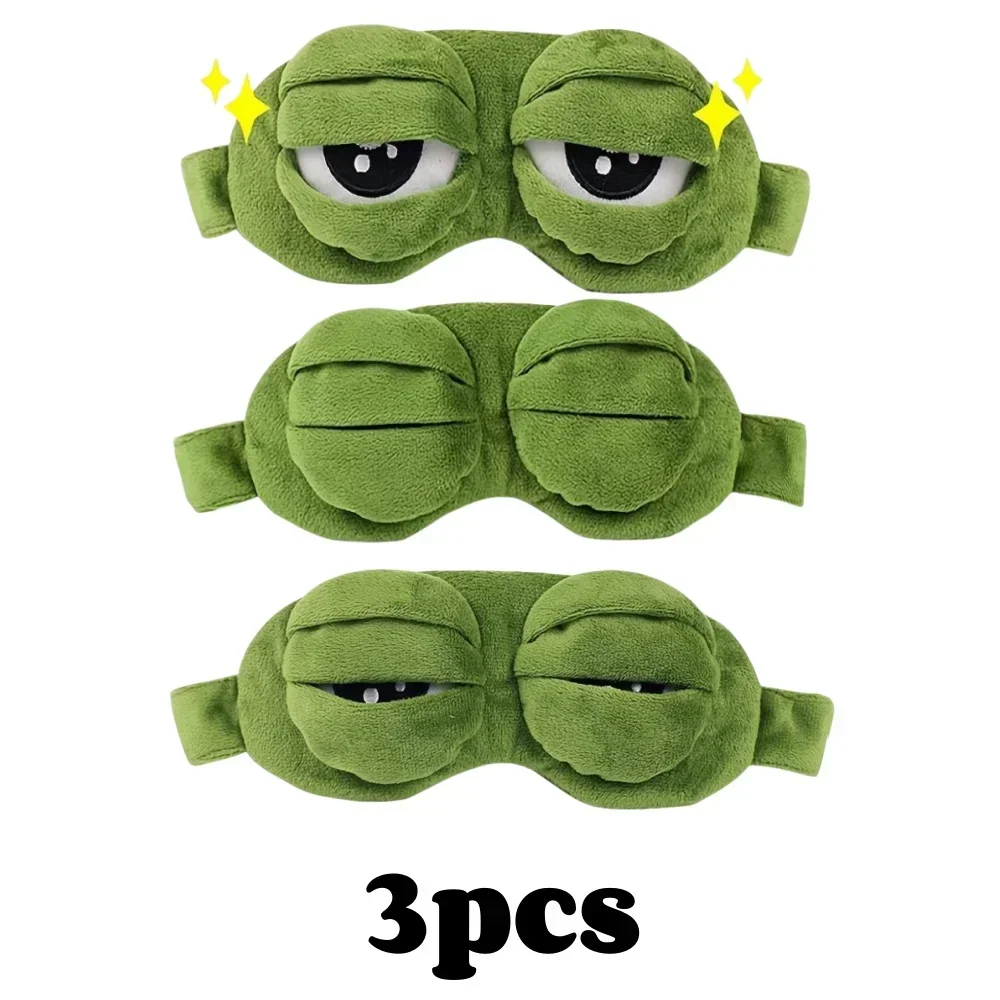 Color: Brown - 3D Frog Sleep Mask Natural Sleeping Eyeshade Women Men Creative Cartoon Soft Portable Blindfold Travel Office Eyepatch