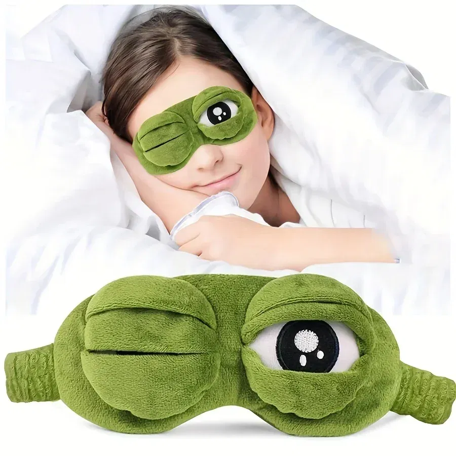Color: Brown - 3D Frog Sleep Mask Natural Sleeping Eyeshade Women Men Creative Cartoon Soft Portable Blindfold Travel Office Eyepatch