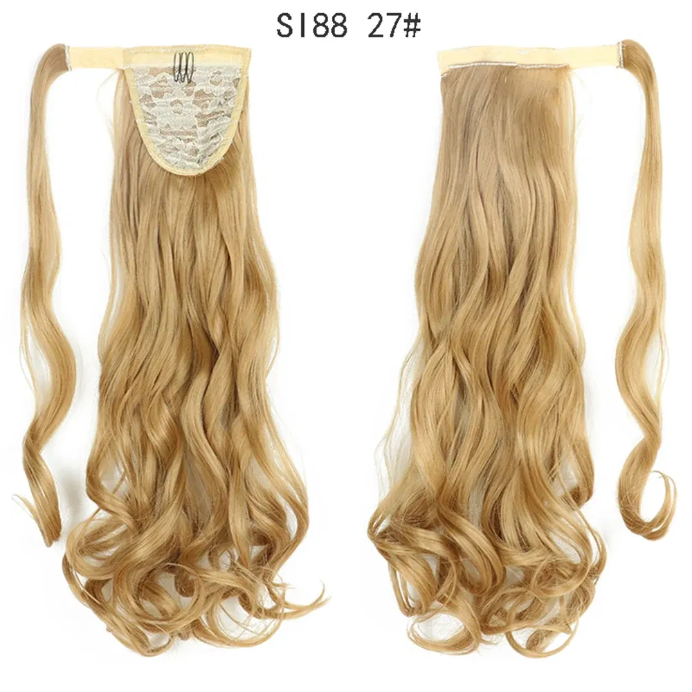 Color: #1B - LINWAN Synthetic Long Straight Wrap Around Clip In Ponytail Hair Extension Heat Reistan Pony Tail Fake Hair