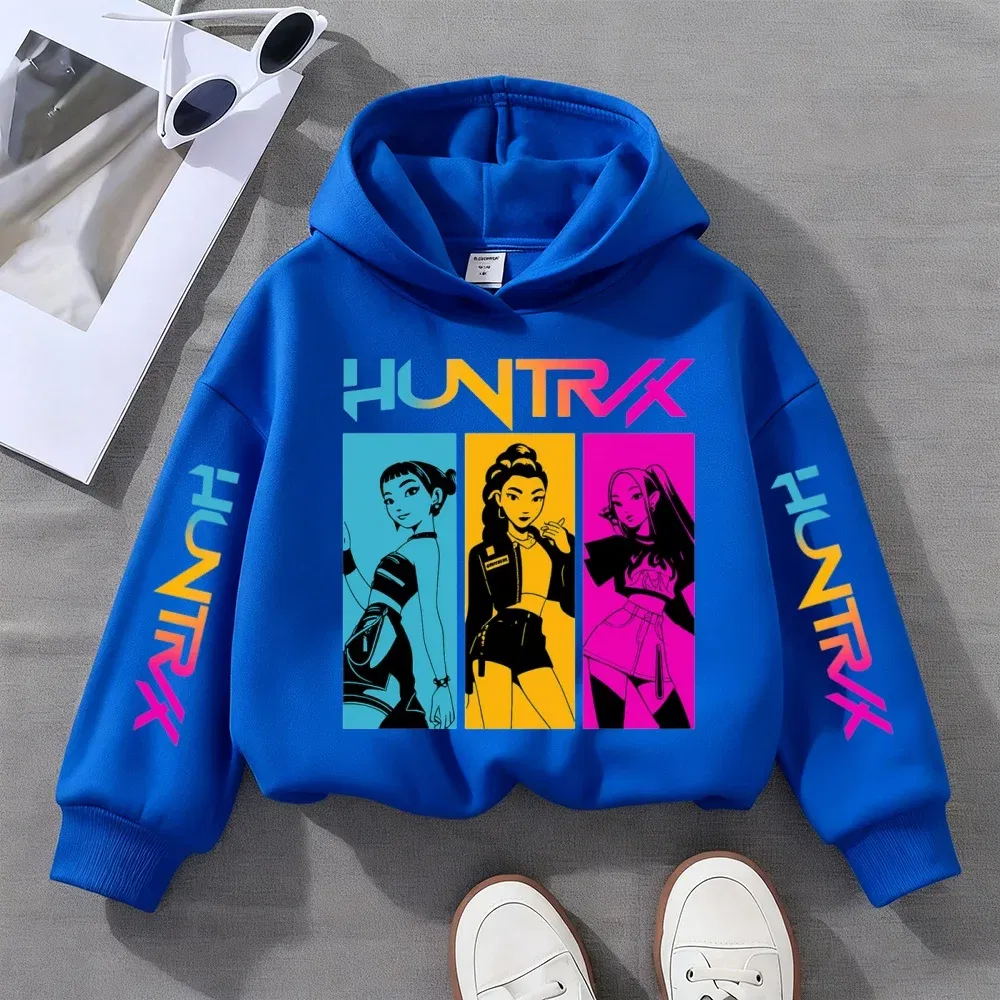 Color: Blue, Kid Size: 110 - KPOP Demon Hunters Children's Sweatshirt Girls' Clothes Girls' Sweatshirt autumn 2024 New Cute Fashion Hoodie