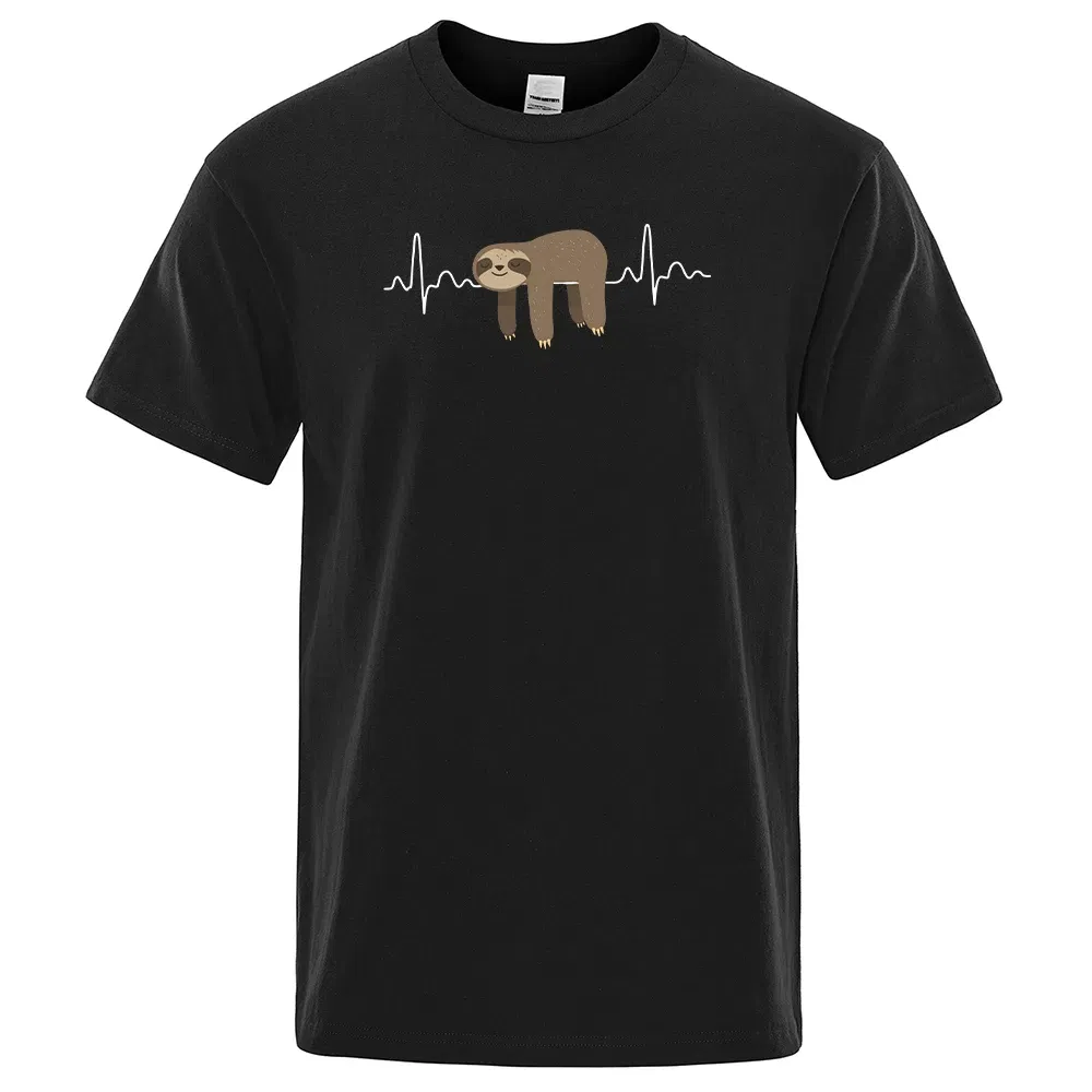 Color: GRAY, Size: XXXL - Sloth Resting On Tummy Printing Mans T Shirts Crewneck Soft T-Shirts Comfortable S-XXXL Tee Shirts Oversized Casual T-Shirt Man