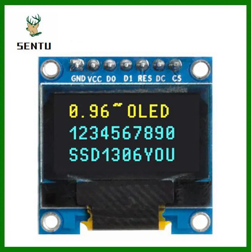 Color: Yellow Green - 0.96 inch OLED IIC Serial White Display Module 128X64 I2C SSD1306 12864 LCD Screen Board GND VCC SCL SDA 0.96" for Arduino Black