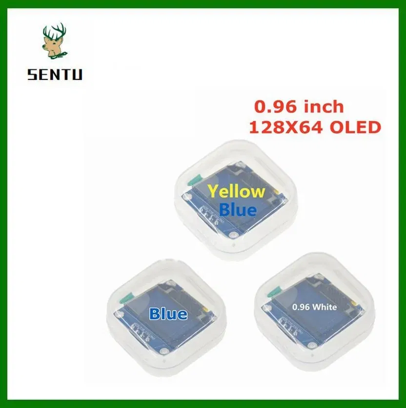 Color: Yellow Green - 0.96 inch OLED IIC Serial White Display Module 128X64 I2C SSD1306 12864 LCD Screen Board GND VCC SCL SDA 0.96" for Arduino Black