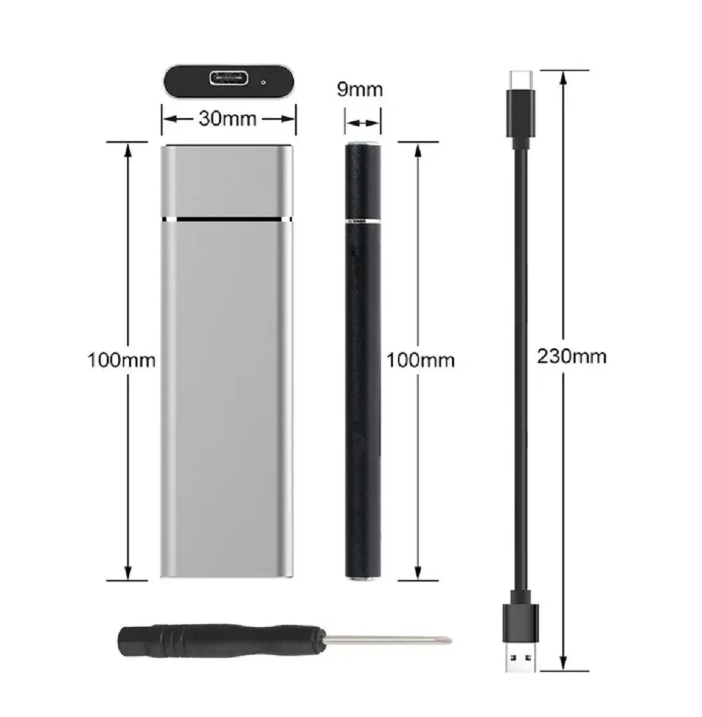 Color: black - Aluminum Alloy M.2 HDD Enclosure Case Hard Drive Box B-KEY External Hard Drive Box USB C Interface Support SATA & NVME Protocol