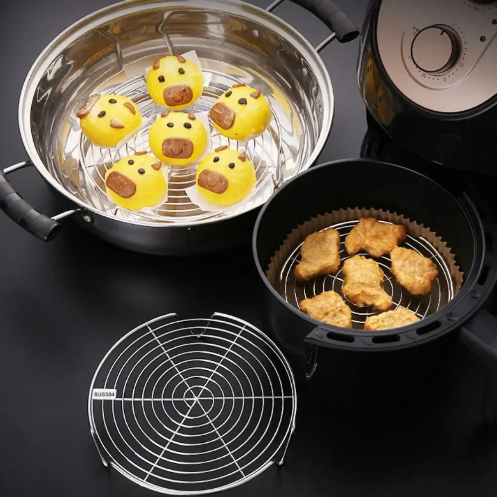 Color: Orange - 304 Stainless Steel Steamer Rack Multifunction Pot Steaming Tray Dumplings Eggs Grill Stand Kitchen Tableware Cooking Utensils