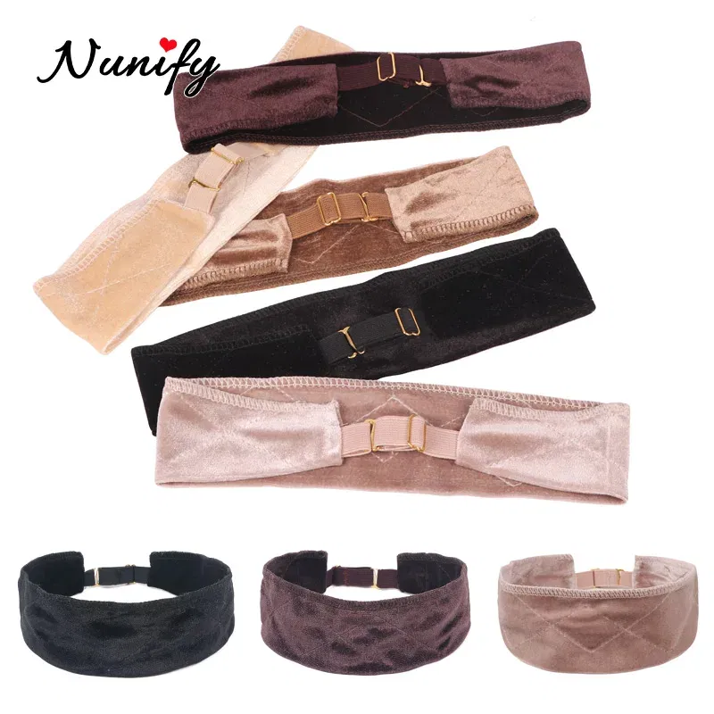 Color: Beige, Ships From: CHINA - Nunify Flexible Velvet Wig Grip Scarf With Adjustable Elastic Band Comfort Head Band Adjustable Fasten Grip Band For Wig 1Pcs