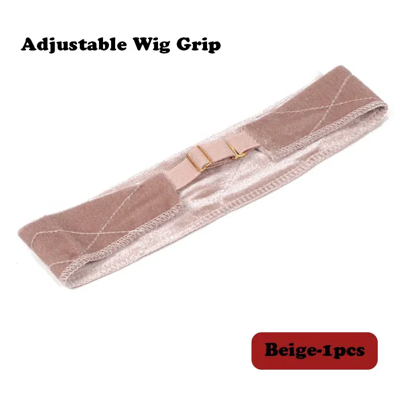 Color: Beige, Ships From: CHINA - Nunify Flexible Velvet Wig Grip Scarf With Adjustable Elastic Band Comfort Head Band Adjustable Fasten Grip Band For Wig 1Pcs