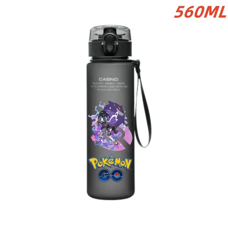Color: Red - 560ML Pokemon Water Cup Anime Portable Children's Cute Pikachu Gengar Plastic Outdoor Sports Large Capacity Water Bottle Gifts