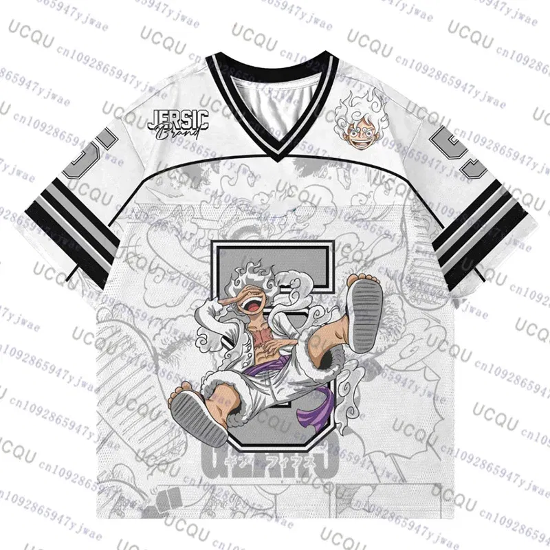 Color: Red, Size: 3" - 2025 Japanese Anime Football Jersey One Piece Luffy Men/Women Oversize Summer Quick Dry Sport Breathable Bandai Cosplay Tshirt