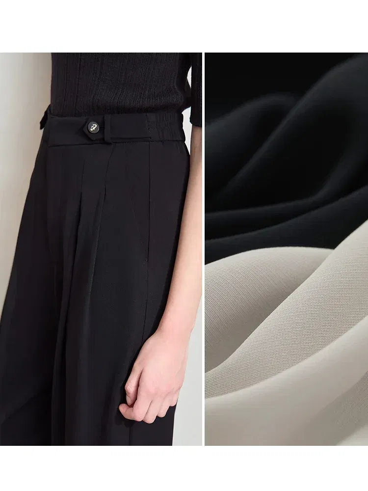 Amii Minimalist 2025 Spring New Women's Solid Versatile Drape Pleated Wide Leg Pants Casual Loose Commuter Suit Pants 12521041