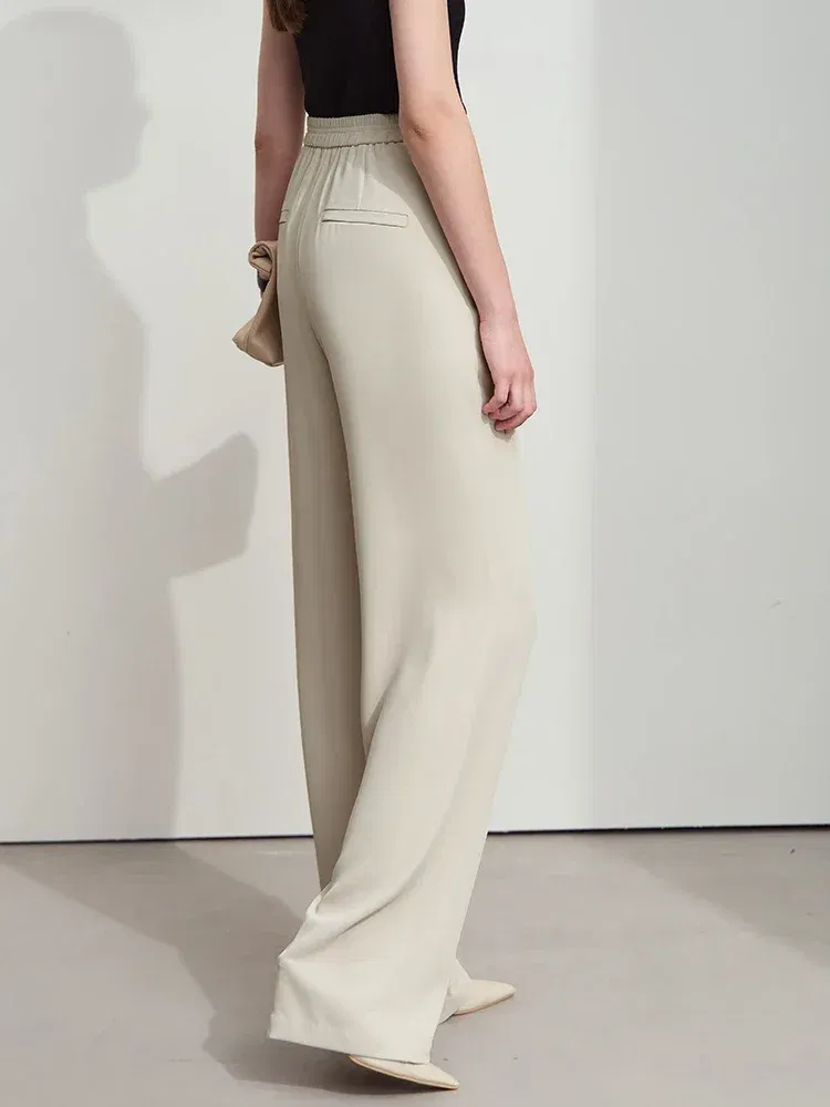 Amii Minimalist 2025 Spring New Women's Solid Versatile Drape Pleated Wide Leg Pants Casual Loose Commuter Suit Pants 12521041