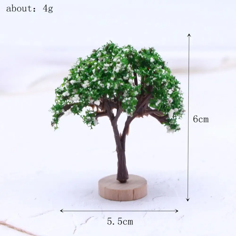 Color: plum - Artificial Moss Rocks/Wooden Base Model Trees Simulation Plastic Dollhouse Mini Tree Natural Green Bonsai Figurine